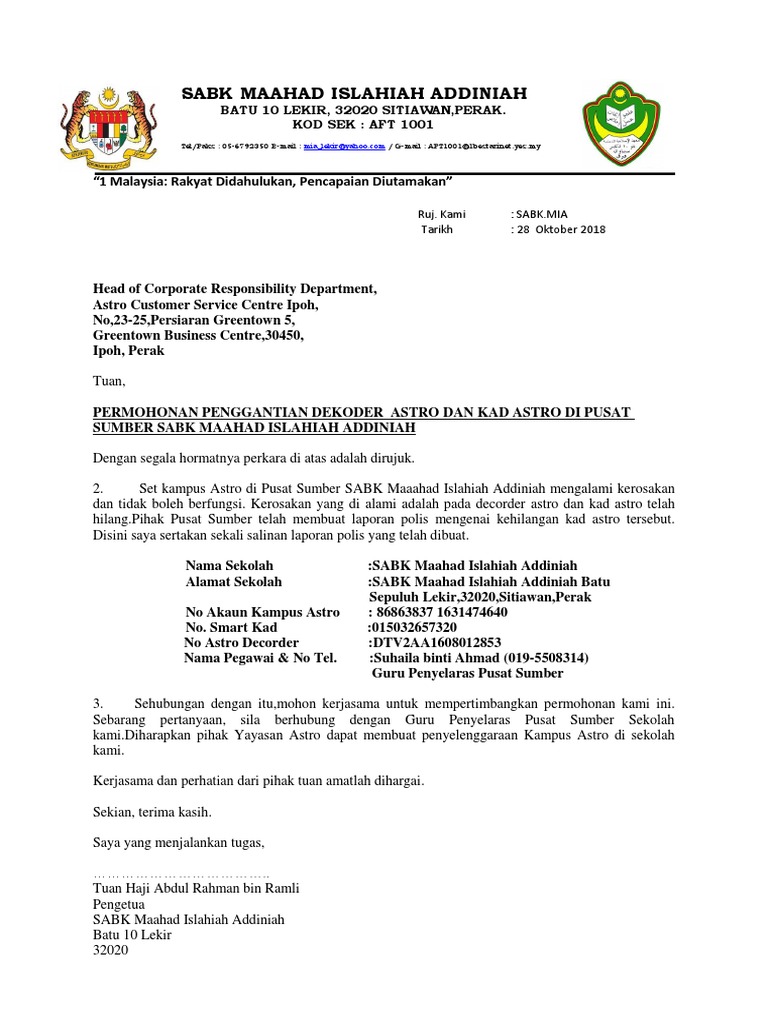 Contoh Surat Ketidakhadiran Ladap