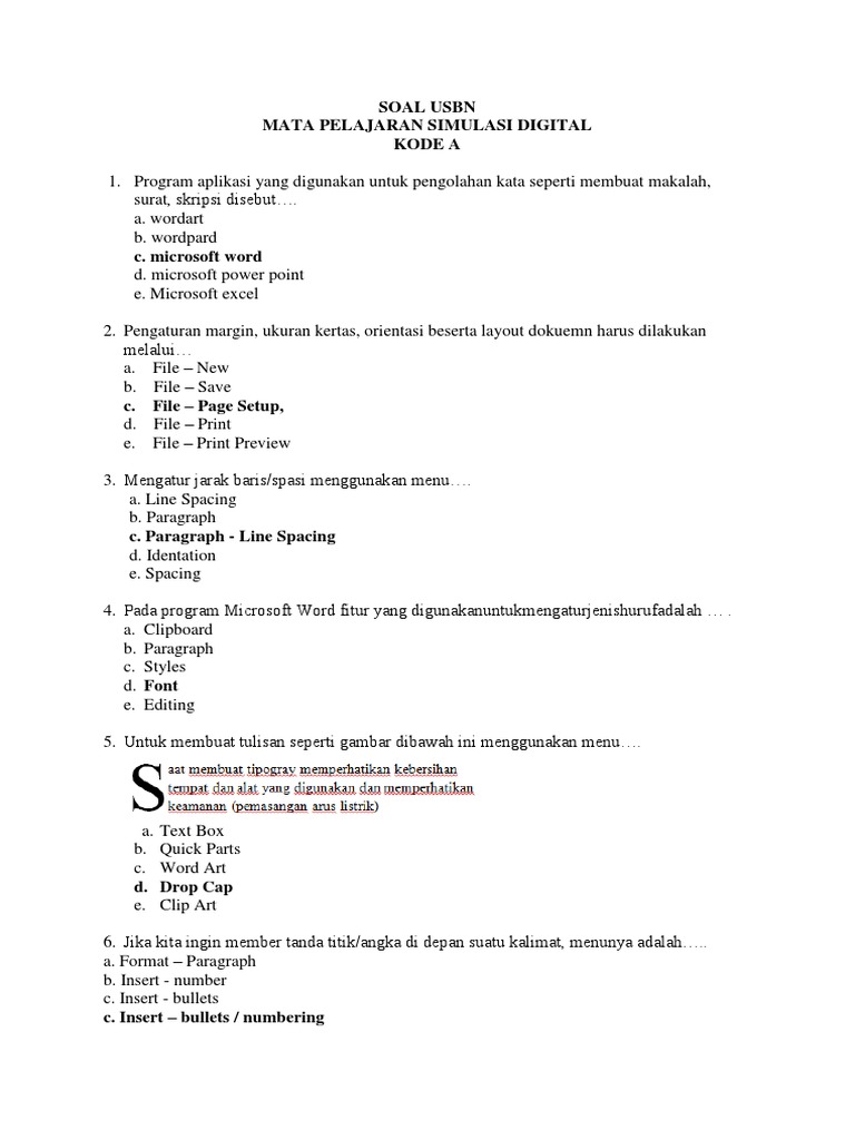 Soal Usbn Simulasi Digital