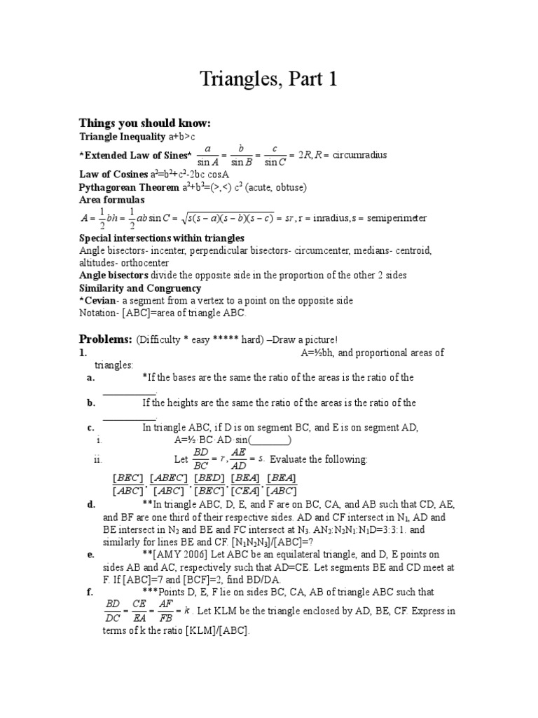 Triangles, Part 1: Things You Should Know | PDF | Triangle | Area