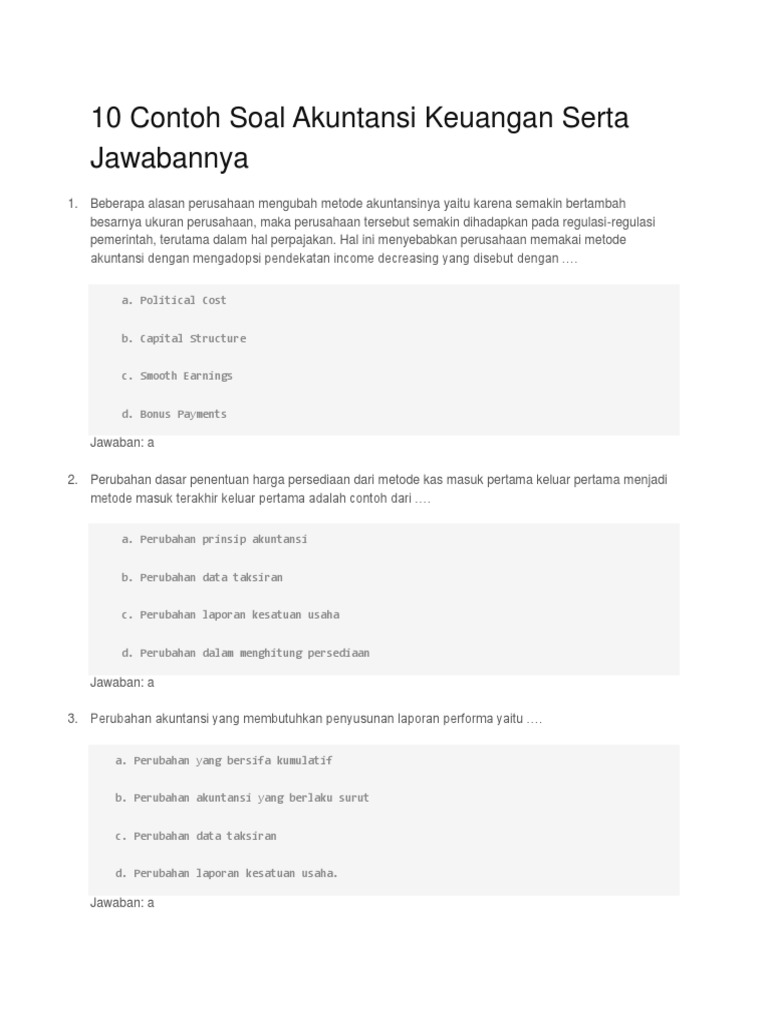 Contoh Soal Akuntansi