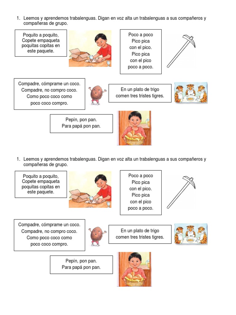 Leemos y Aprendemos Trabalenguas | PDF | Fonología | Voz humana
