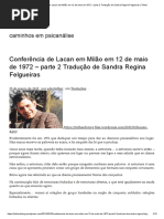 Conferência de Lacan Em Milão Em 12 de Maio de 1972 – Parte 2 Tradução de Sandra Regina Felgueiras _ Trilhar