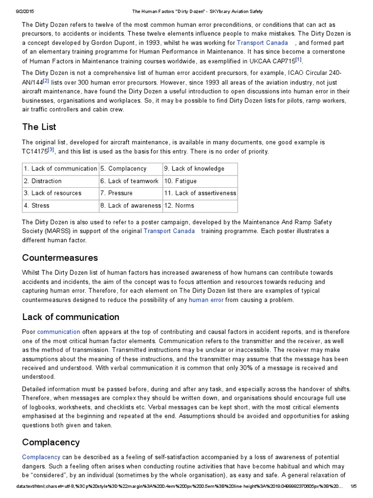 Understanding the Aviation Dirty Dozen | PDF | Stress (Biology) | Human ...