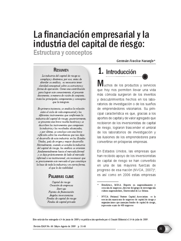 Capital de Riesgo: Estructura y Conceptos | PDF | Capital de riesgo ...