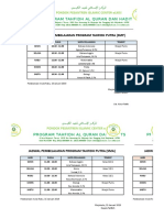 Jadwal PBM Program Tahfidh Semester Genap 2018-2019