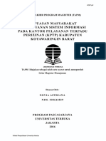 Kepuasan Masyarakat Dari Layanan Sistem Informasi Pada Kantor Pelayanan Terpadu Perizinan (KPTP) Kabupaten Kotawaringin Barat