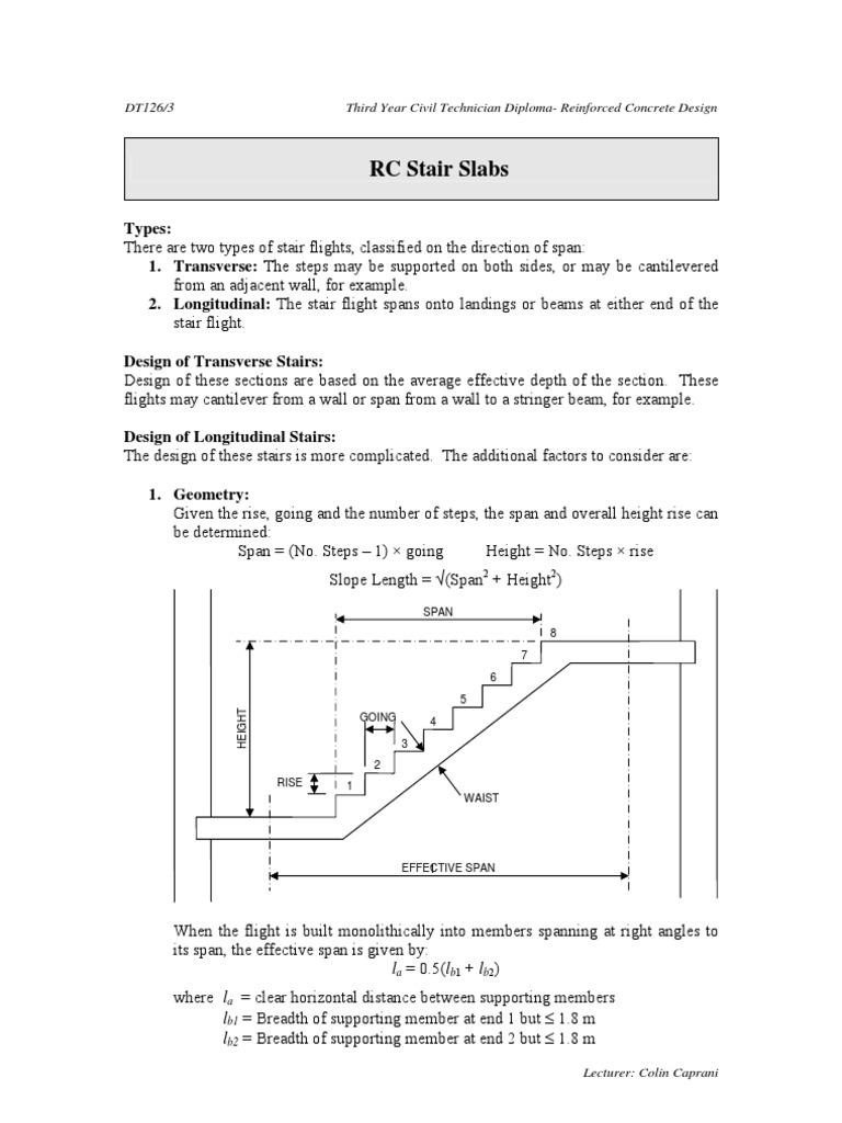 RC Stair Design and Calculation Guide | PDF | Stairs | Building Engineering