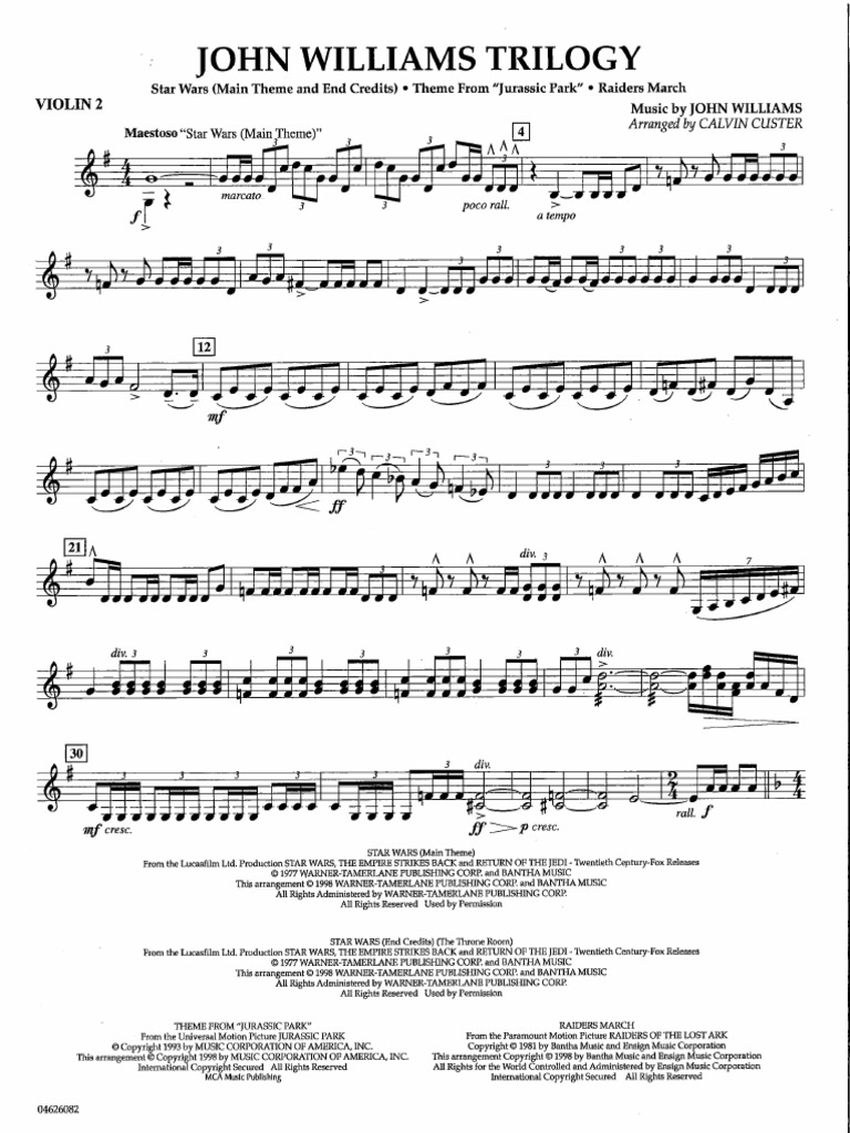 John Williams Trilogy - Violin 2 | PDF