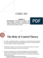 COEG 304: Introduction: Definition of Control Systems, History