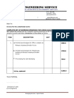 P.K.O Engineering Service: Invoice For The Underlisted Works Complete Set of Working Drawings For Cheng Guang Liang