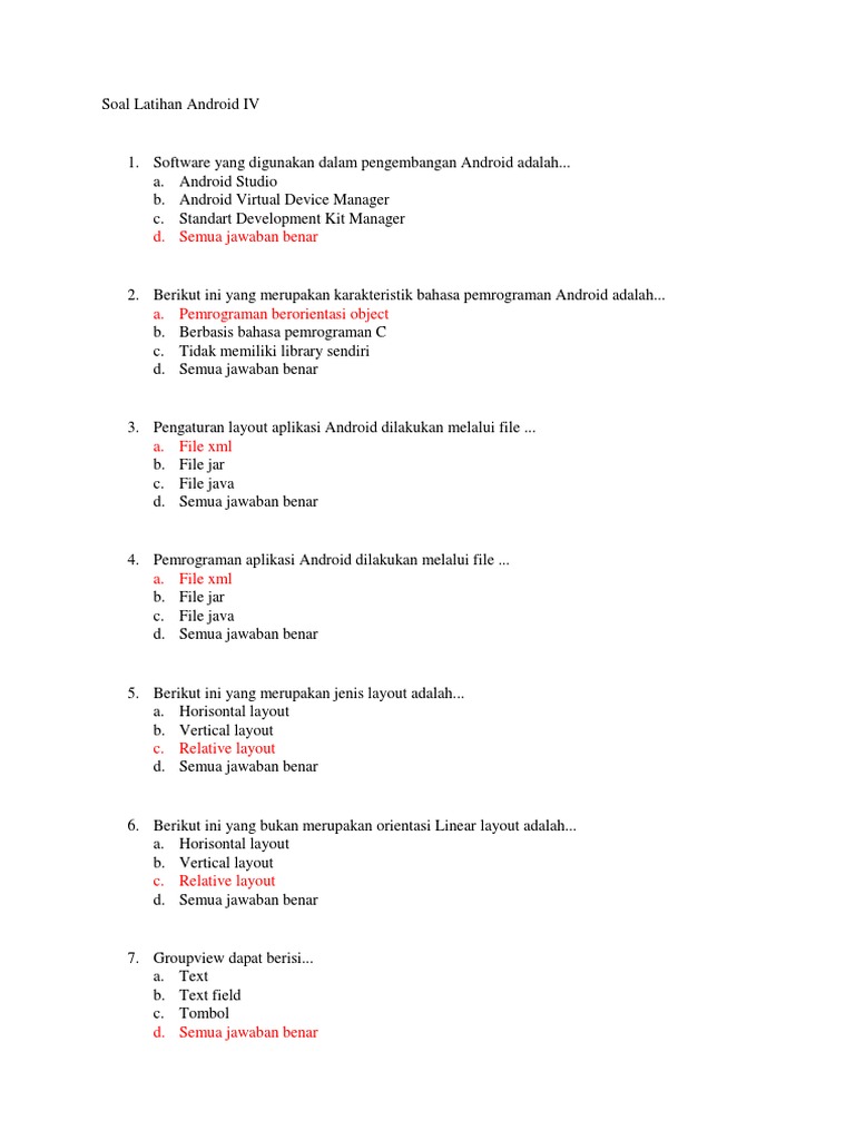 Soal Latihan Android 3 Rpl