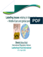 Labelling Issues Relating To Fats and Oils: - Middle-East and Global Perspective