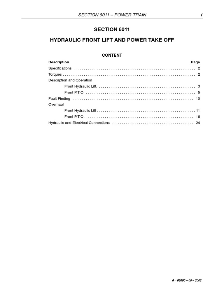 SECTION 6011 Hydraulic Front Lift and Power Take Off PDF Clutch