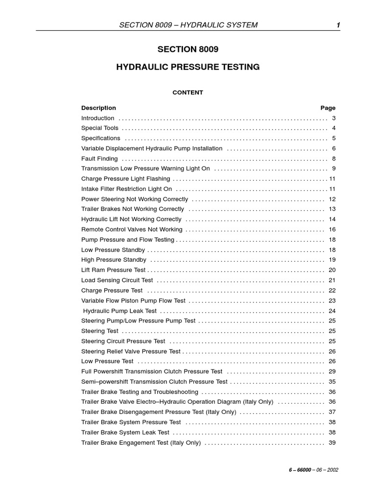 Hydraulic System Pressure Testing Guide | PDF | Valve | Transmission ...