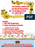 2nd Parent-Teacher Conference Classroom Based Recognition For 1st Grading Period S.Y. 2018-2019