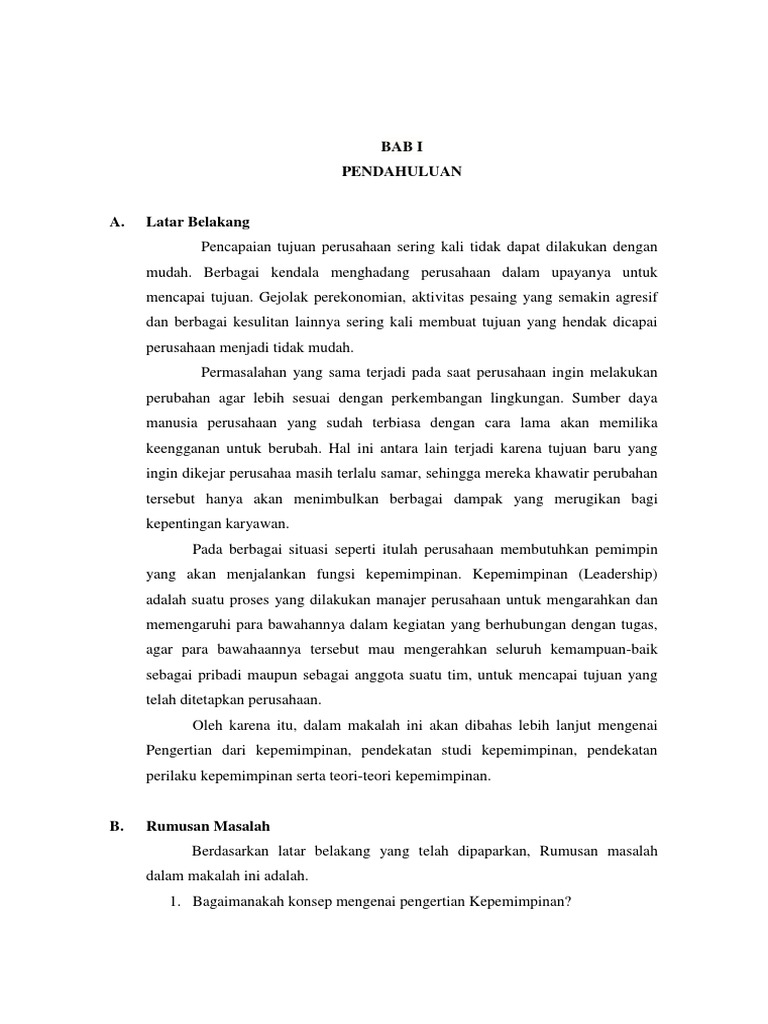 Makalah Studi Kasus Kepemimpinan