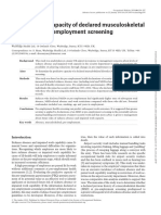 The Predictive Capacity of Declared Musculoskeletal Disorder at Pre-Employment Screening