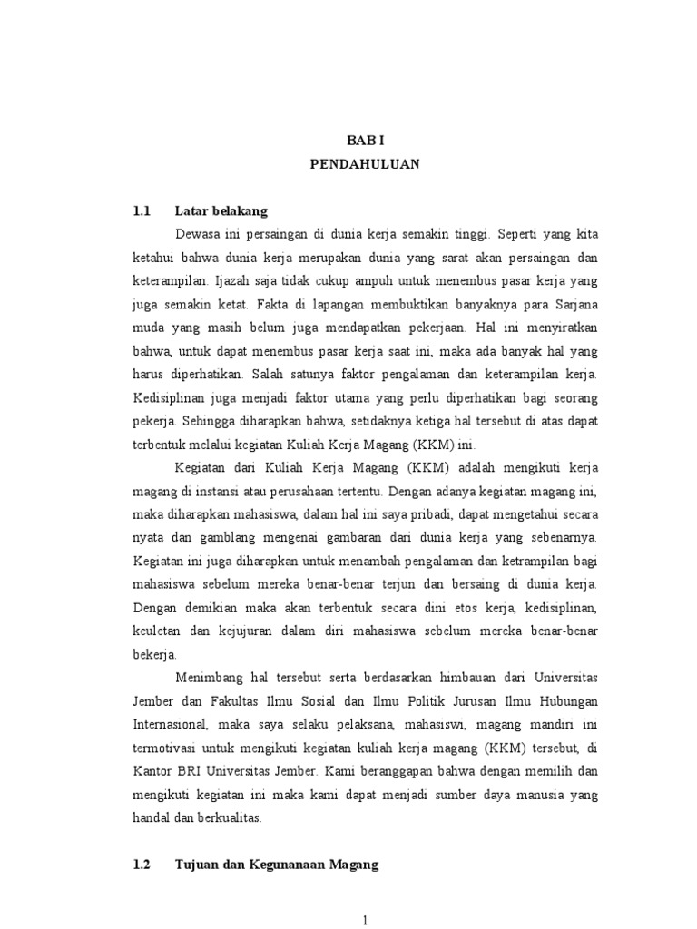 Contoh Laporan Magang Latar Belakang Revisi Id