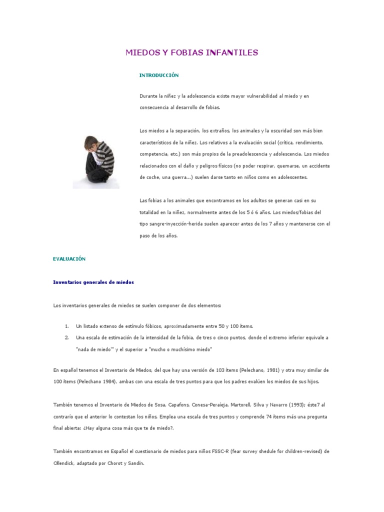 Miedos y Fobias en la Infancia | PDF | Fobia | Desorden de ansiedad social