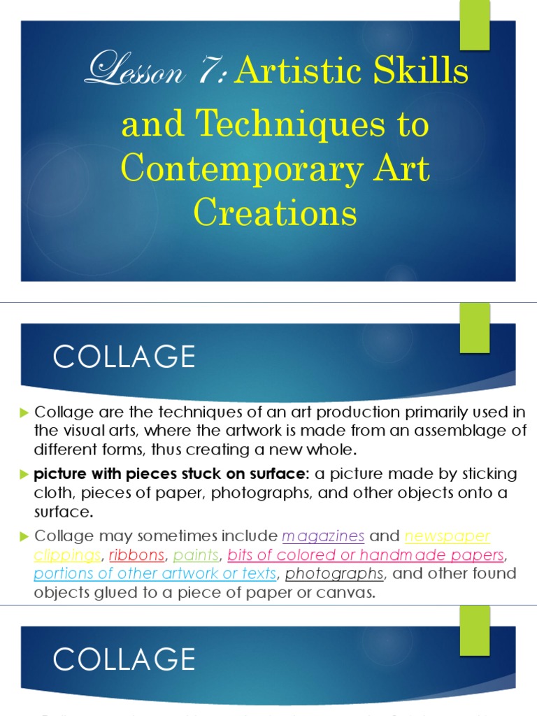 Artistic Skills and Techniques To Contemporary Art Creation PDF