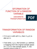 Transformation of Function of A Random Variable: Univariate Transformations