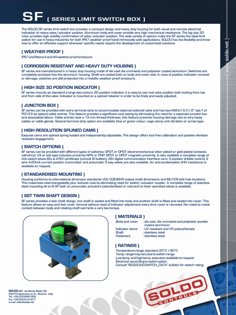 Compact SF Series Limit Switch Box | PDF | Switch | Valve