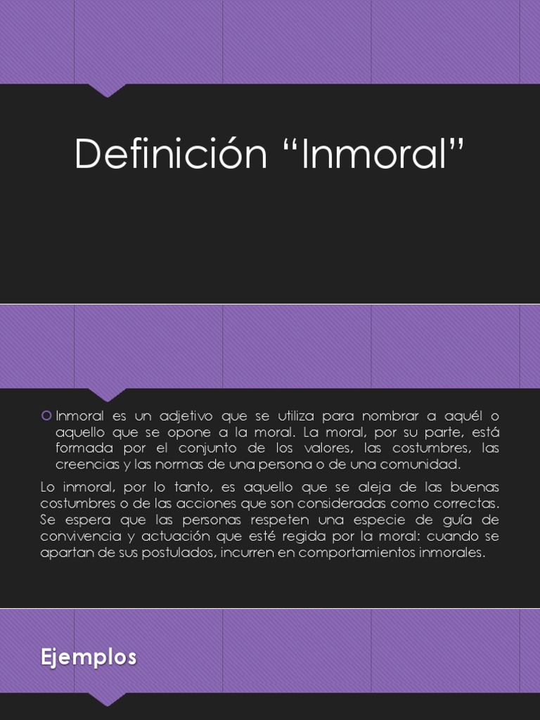 Definición y ejemplos de inmoralidad | PDF