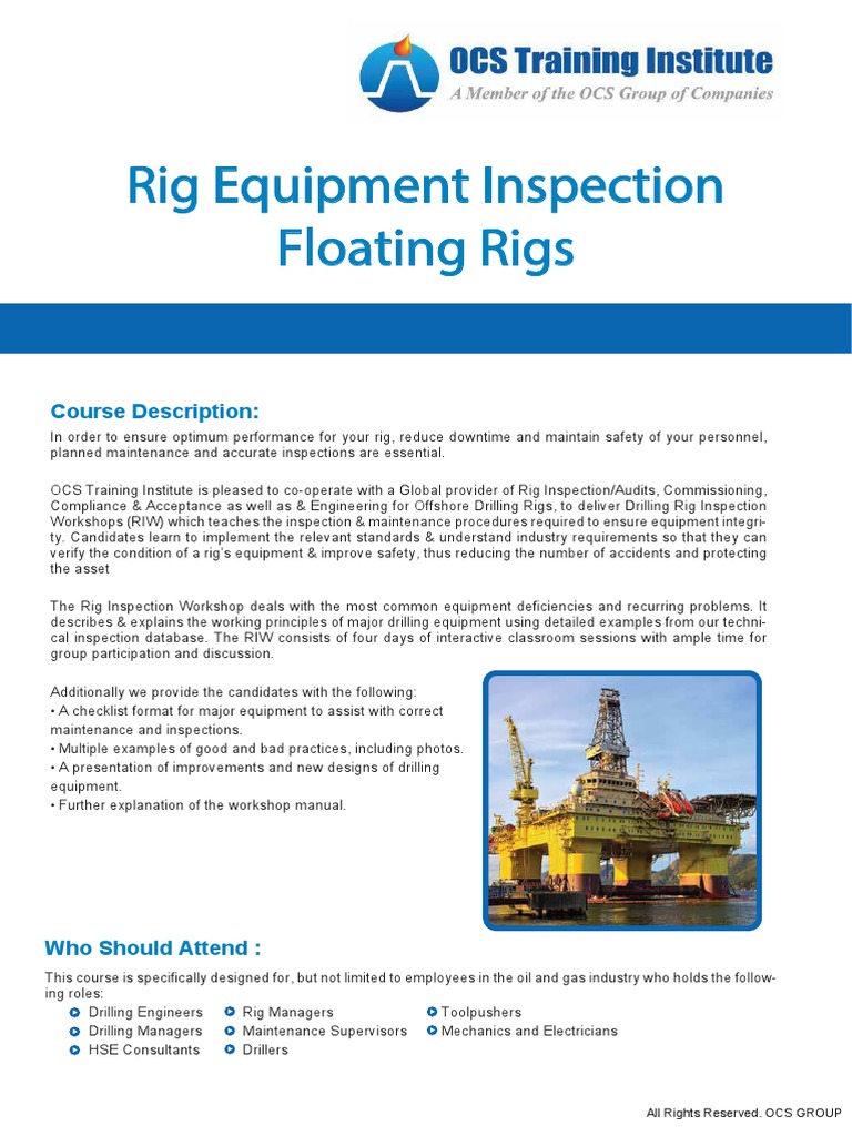 Rig Equipment Inspection Floating | PDF | Drilling Rig | Geotechnical ...