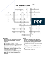 UNIT 3 - Reading 1&2: Complete The Crossword