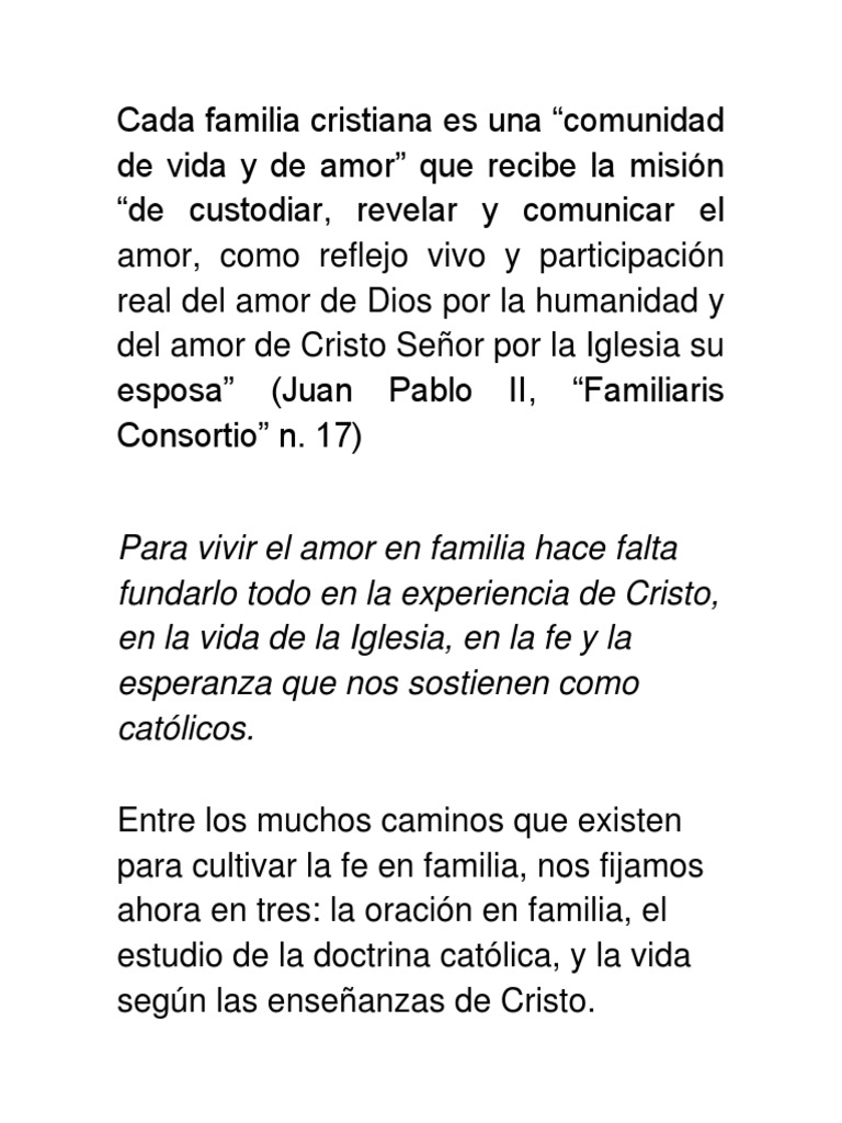 Fe y Amor en la Familia Cristiana | PDF | Ciencias sociales | Filosofía