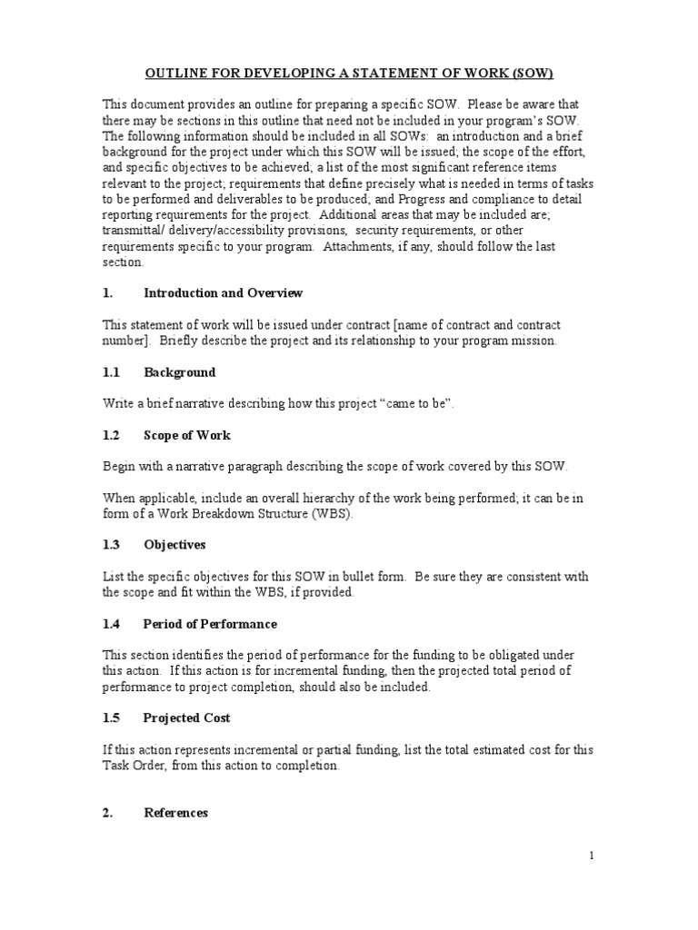 Statement of Work (SOW) Development Guide | PDF | Computers ...