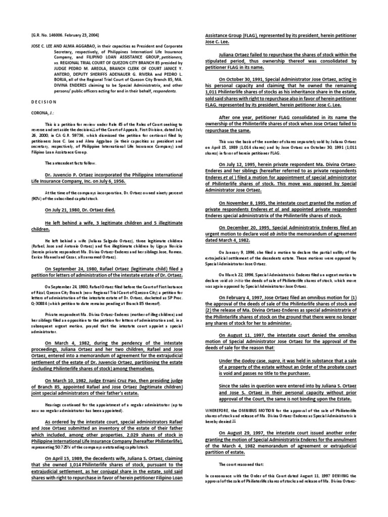 Lee vs. RTC of Quezon City, 2004 | PDF | Probate | Judgment (Law)