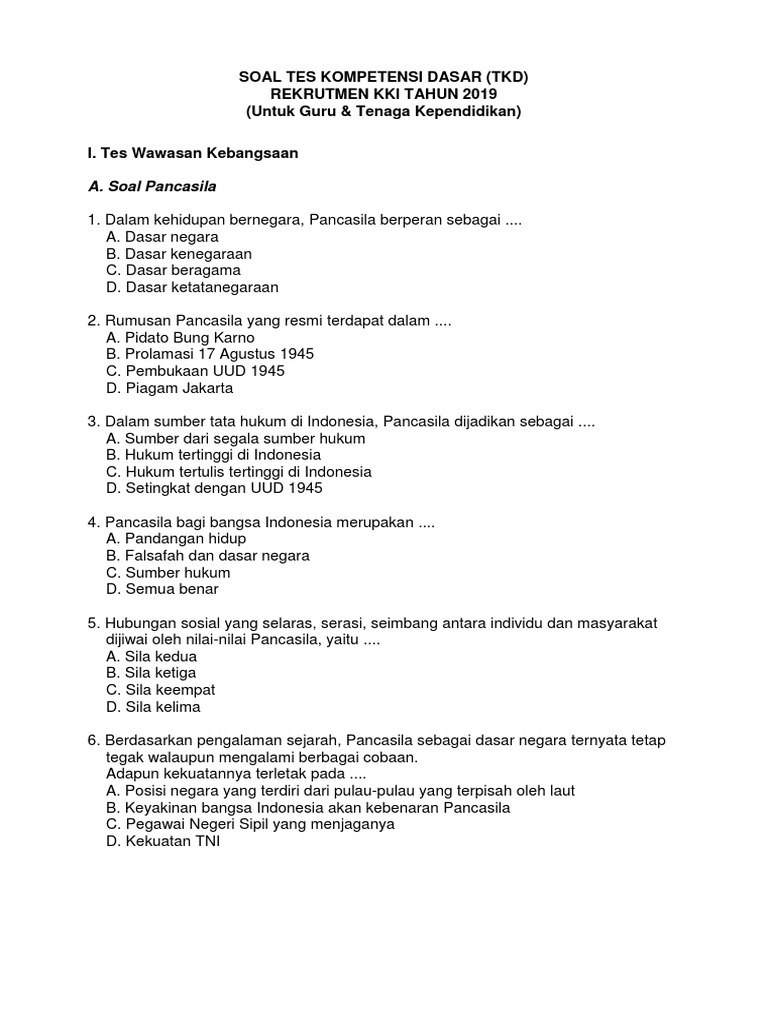 2 Soal Tkd Gtk Pdf