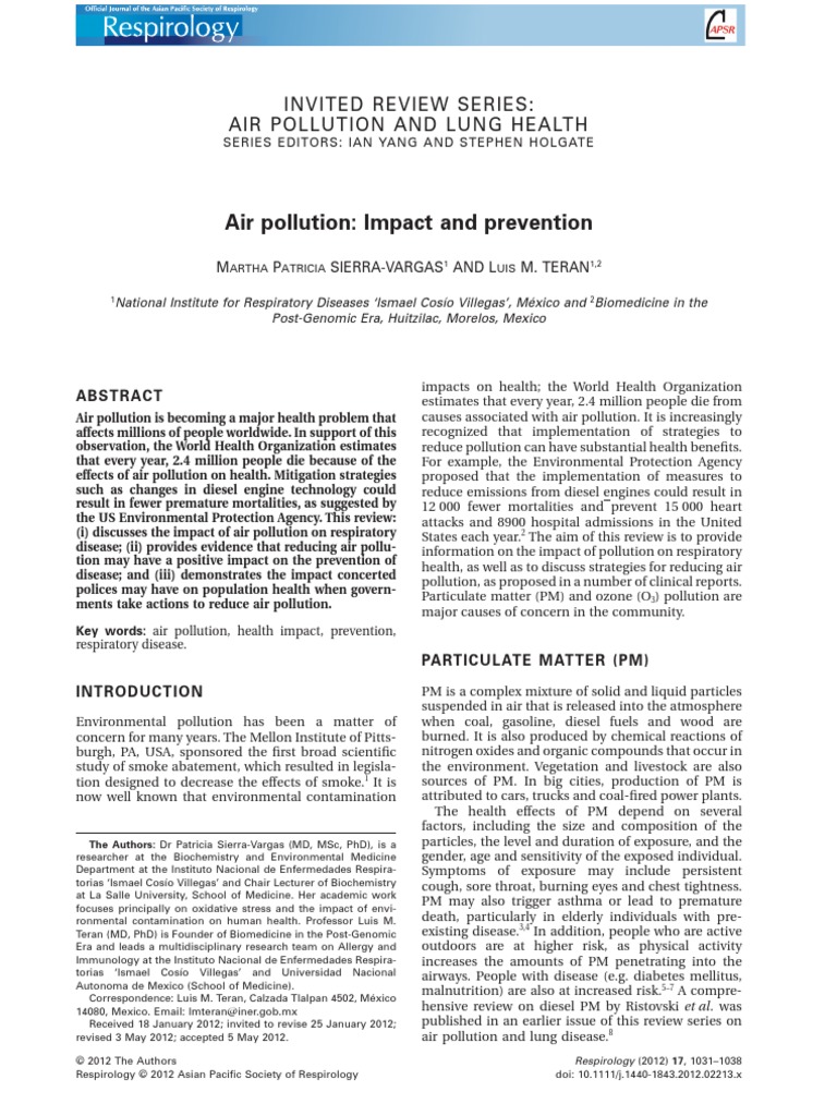 Air Pollution and Lung Health | PDF | Air Pollution | Particulates