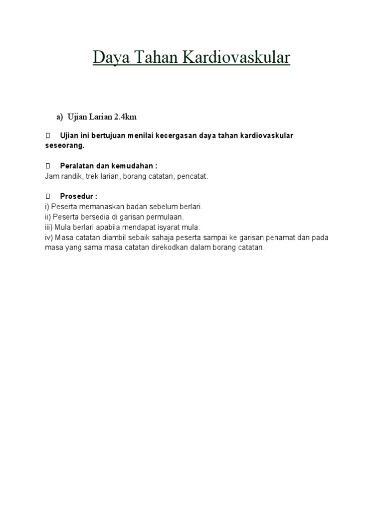 Bateri Ujian Kecergasan Kardiovaskular Pdf