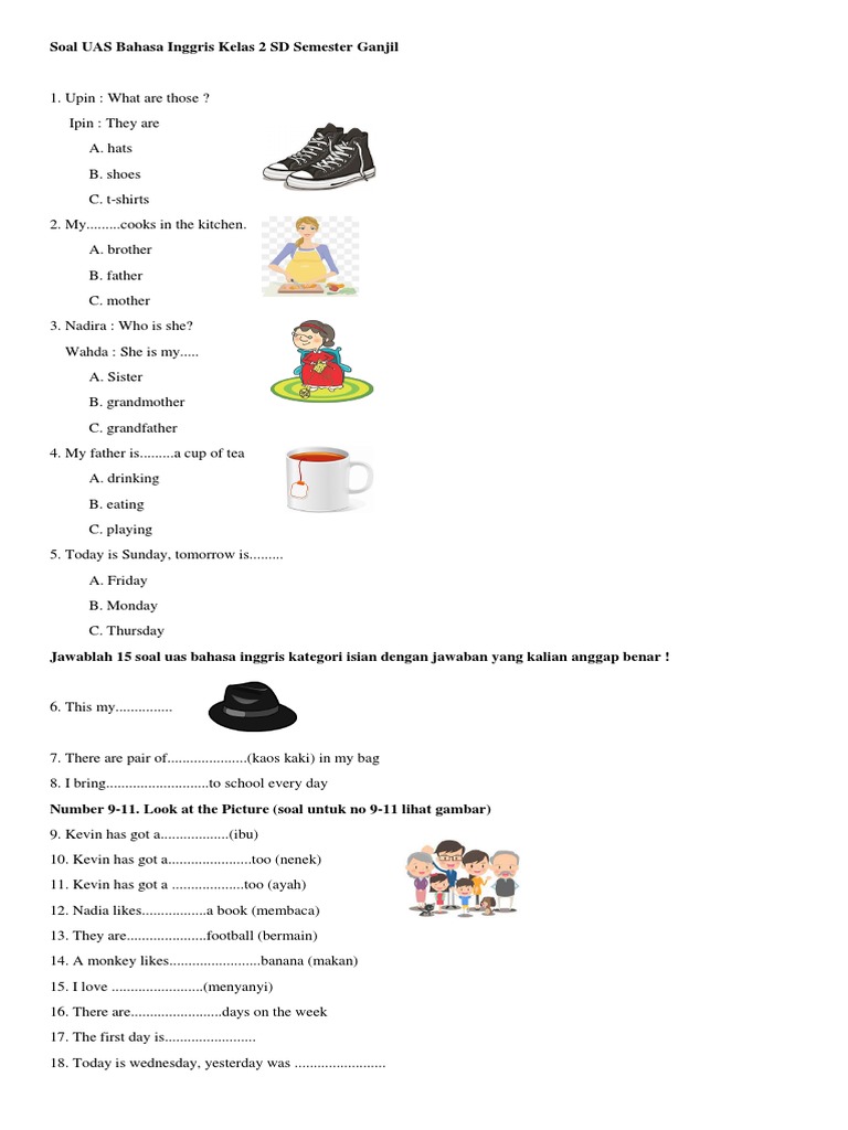 Soal Uas Bahasa Inggris Kelas 2 Sd Semester Ganjil