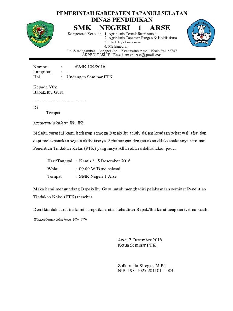 Surat Surat Seminar Ptk
