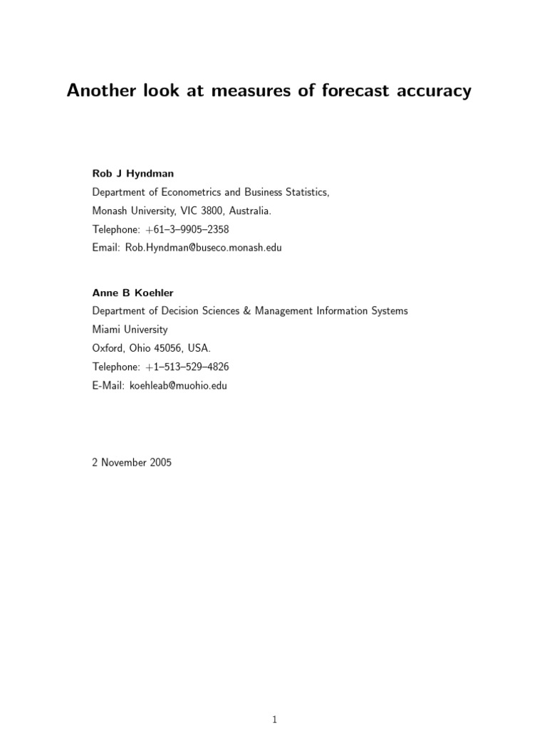 Evaluating Forecast Accuracy Measures | PDF | Forecasting | Errors And ...