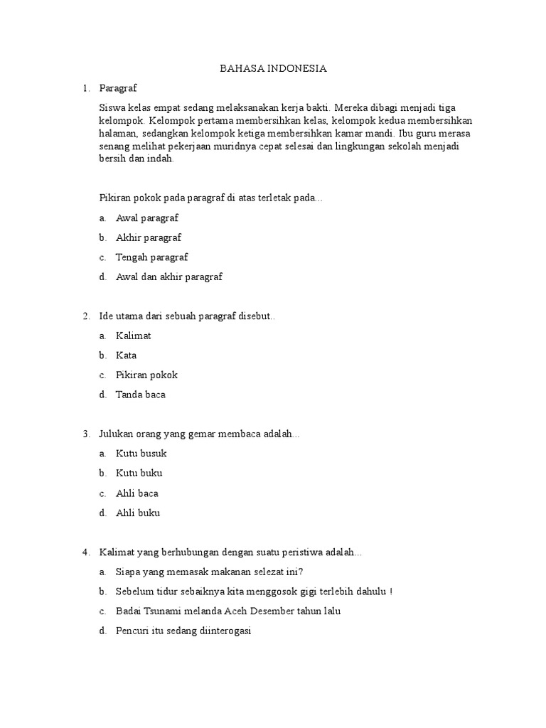 Ide Utama Dari Sebuah Paragraf Disebut Coba Sebutkan