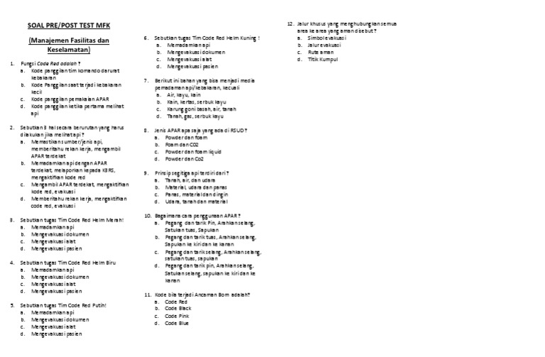 Soal Pre Test Code Red