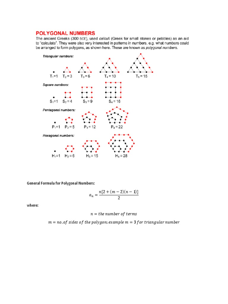 General Formula For Polygonal Numbers: (2 + ( 2) ( 1) ) 2 Where: . 3 ...