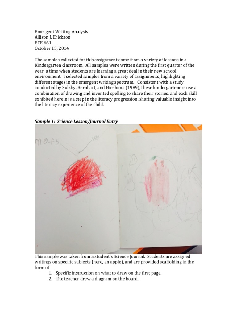 Emergent Writing Analysis 1 | PDF | Literacy | Writing