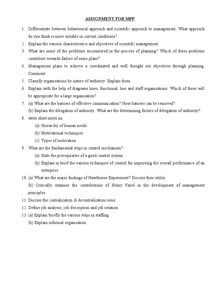 Assignment For MPP | PDF