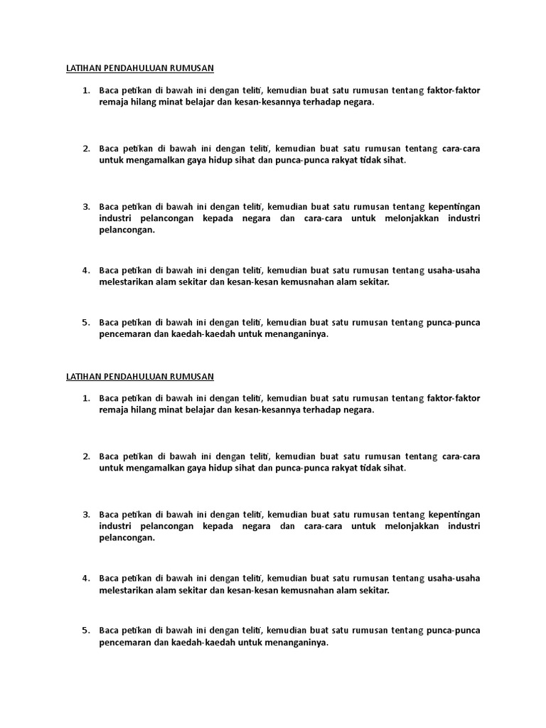 Latihan Pendahuluan Rumusan Pdf