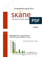 Inkvarteringsstatistik augusti 2010 Skåne