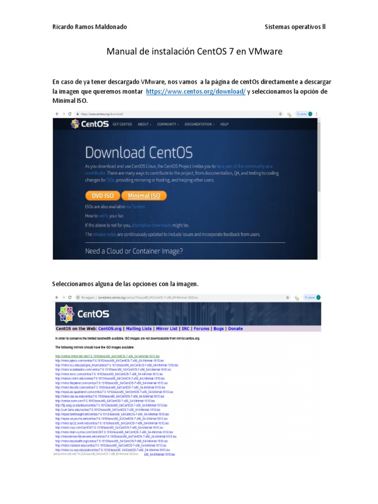 Manual de Instalación Centos 7 | PDF | V Mware | Sistema operativo