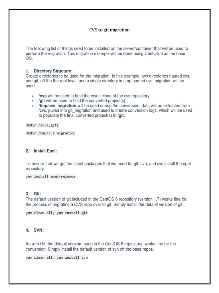 CVS to Git Migration Guide | PDF | Software Repository | Internet ...