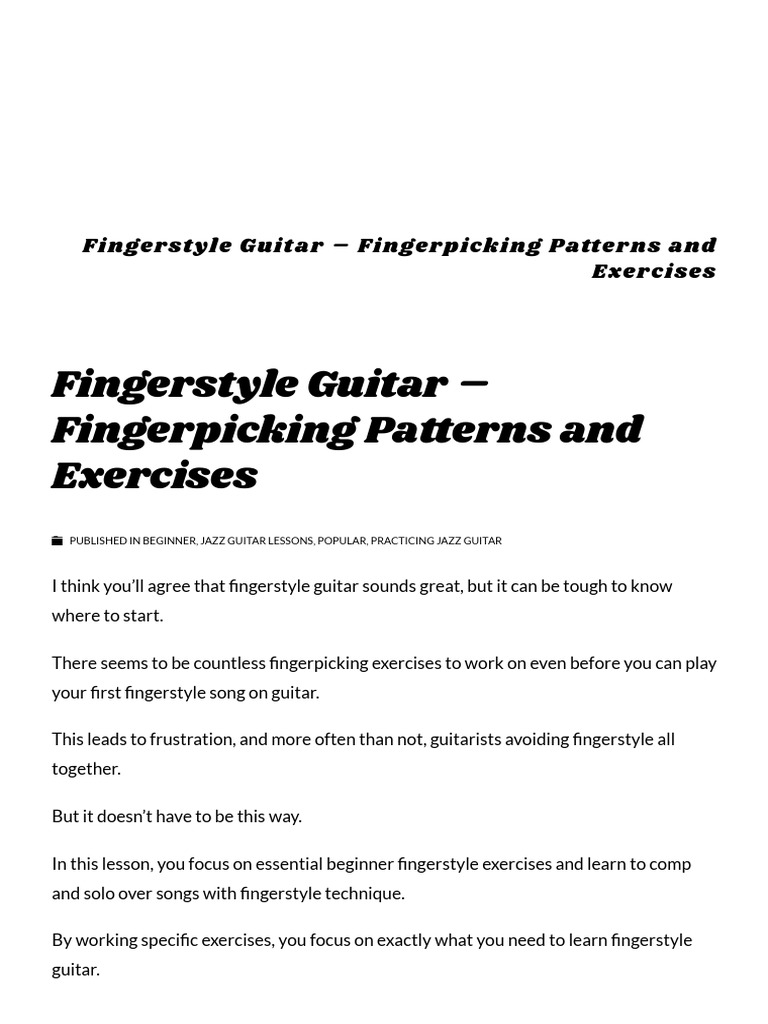 Fingerstyle Guitar Fingerpicking Patterns and Exercises PDF Bass