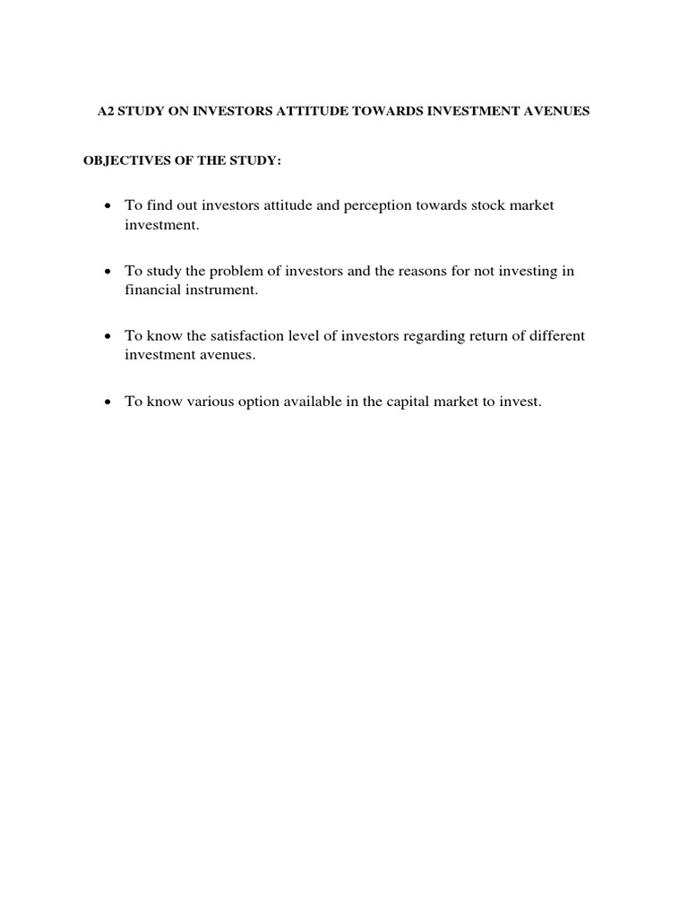 Inveators Perception About Various Investment Avenues Available at