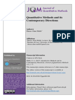 Quantitative Methods and Its Contemporary Directions